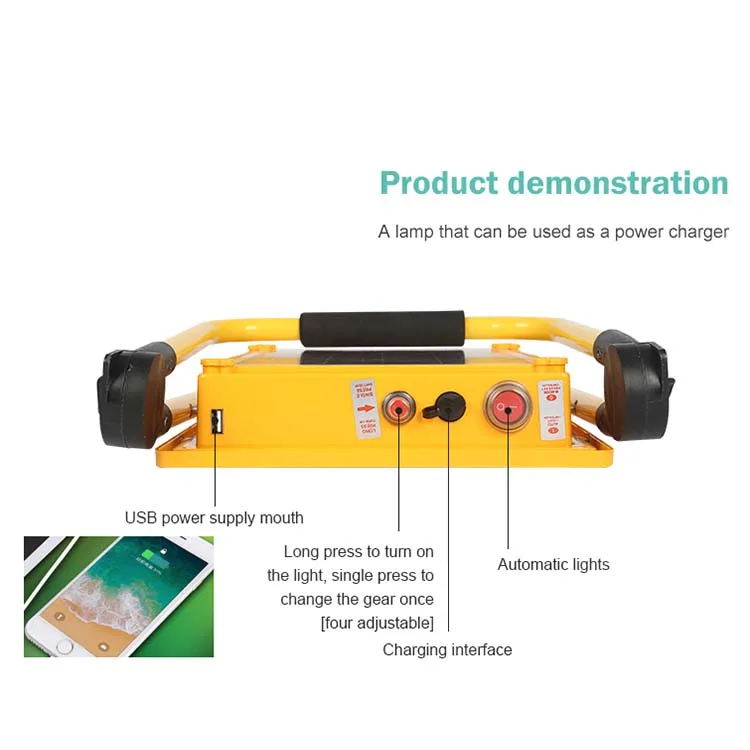 60W 100W portable Flood Light Work Light Rechargeable Solar Lamp Energy Saving Light Intelligent Solar Camping Emergency Led