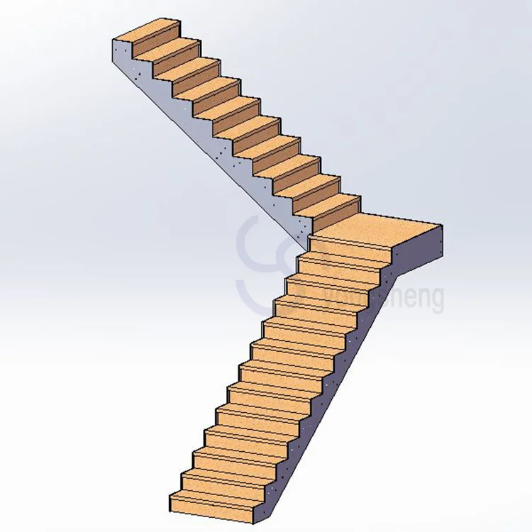 Modern indoor staircase designs steel frame solid wood staircase