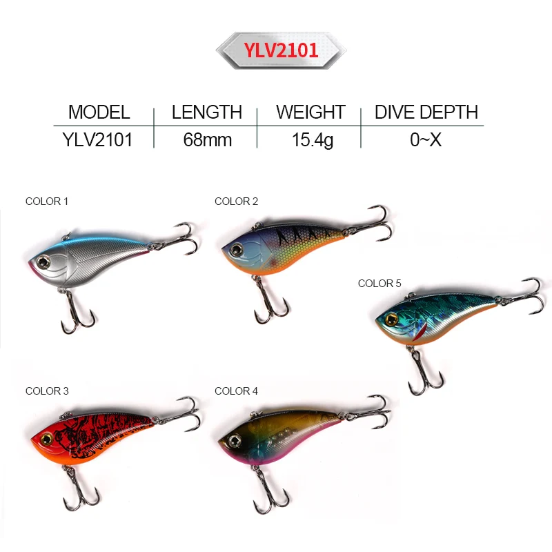 HYD 50mm 14.5g  Vibration Hard Lure ABS Plastic Sinking Bait 3D Eyes Long Casting Fishing Lure Vib Lure