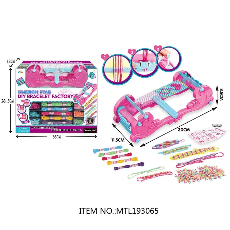 Kids Jewelry Making Kit DIY Bracelet Charms Jewelry Crafts Toys 2 IN 1 Bracelet Knitting Weaving Machine Toy