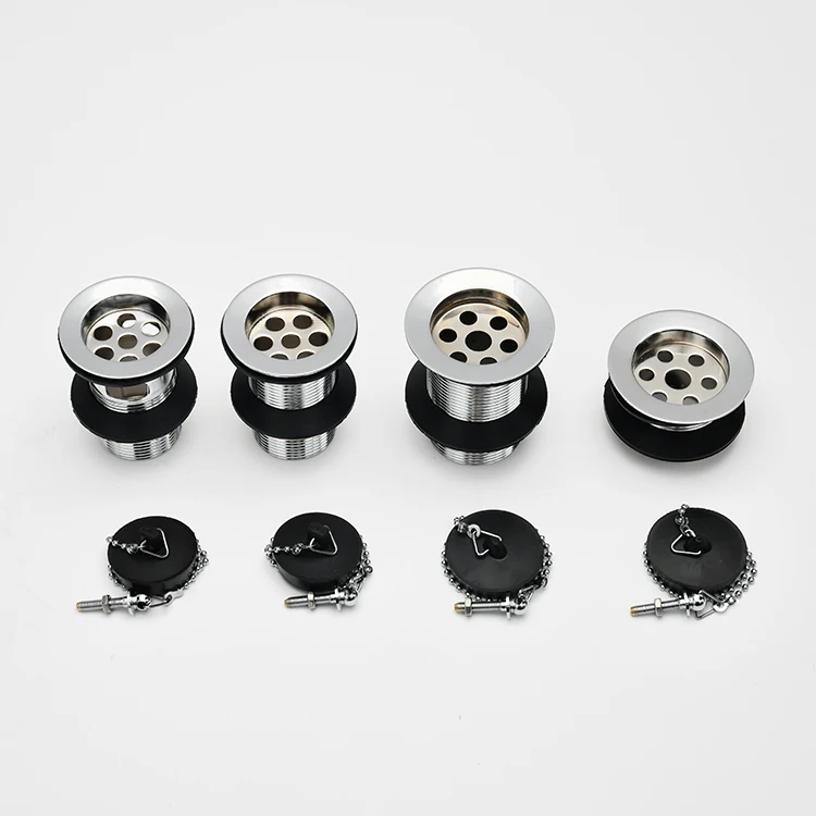 SANIPRO Luxurious G1 1/2 Stainless Steel Basin Waste Click Clack Bathtub Sink Plug Drain with Brass Chain