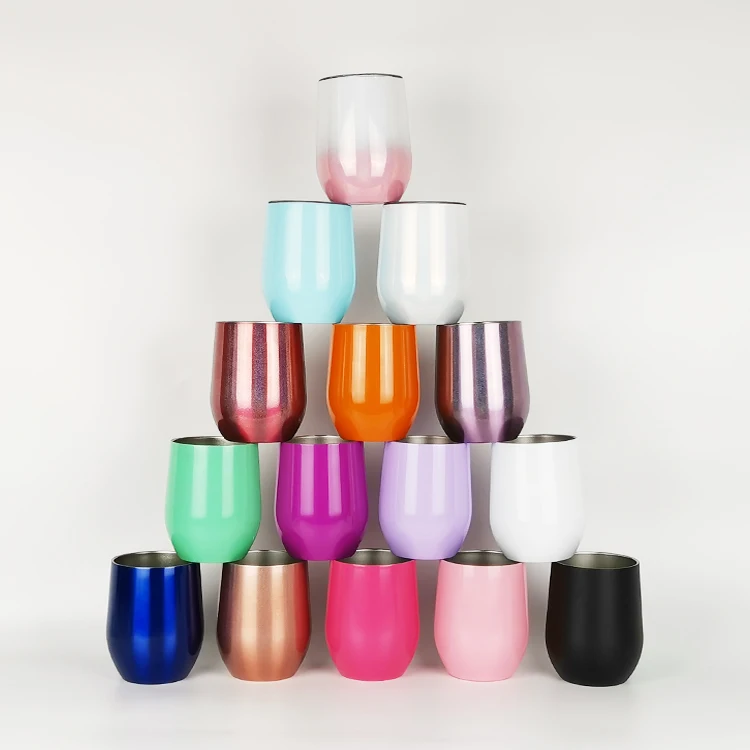 Amazon Hot Sale 12OZ 350ml Double Wall Vacuum Insulated Stainless Steel Wine Tumbler With Lid