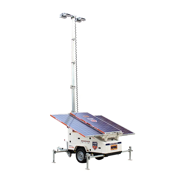 
7.5m Electric Lifting Mast 4x100w LED Solar Mobile Lighting Tower off-road 