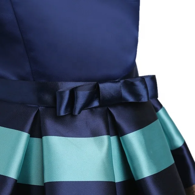 Western Children Flare Sleeve Lace Fashion Stripe Flowers Casual Girls Dresses Wedding