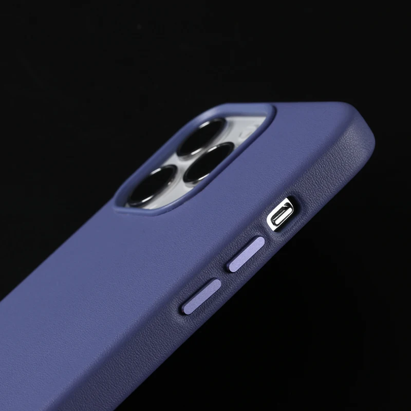 Leyi leather luxury corner protect button wireless charging magnetic magsafes texture phone case for iPhone 14 pro max 11 12 13