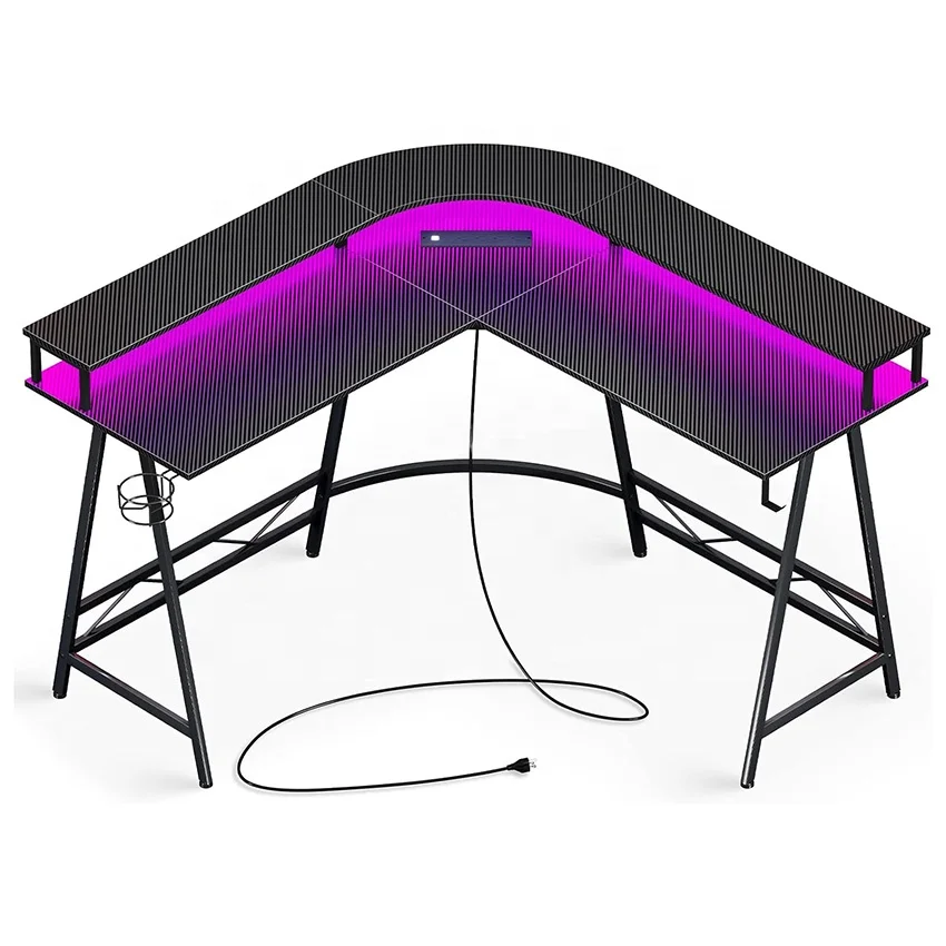 Светодиодные лампы, электрические розетки, компьютерный стол с полками для монитора, подстаканник, офисный стол, угловой стол, игровой стол в форме L