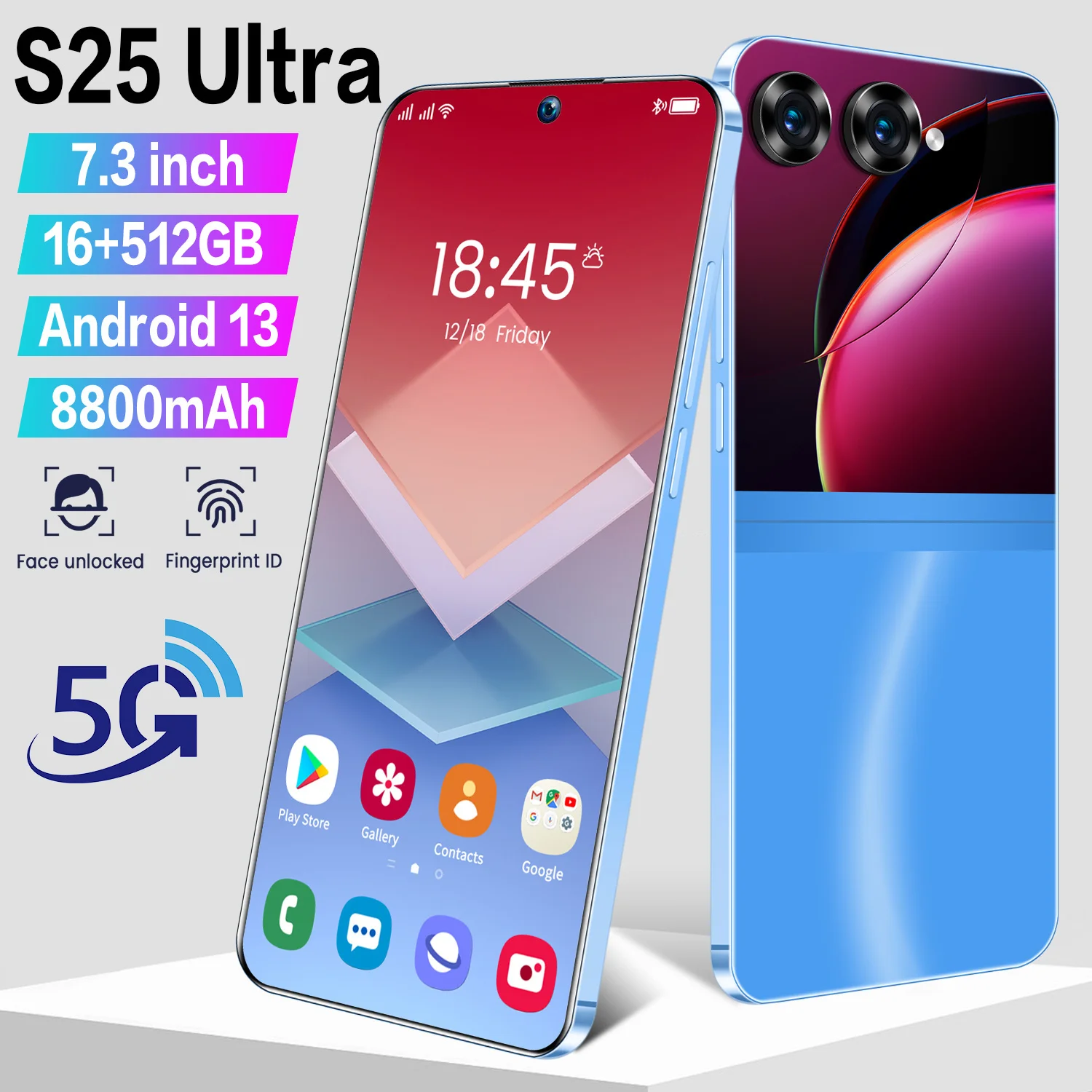 Mobile Phone S25 Ultra 16GB+512GB Original Big Sale Android 12 Cellphone 7-inch HD Smartphone 5g Wifi Cheap Phone 6800mAh