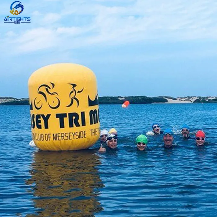 2m High Water Sports Race Marker, Custom Logo Printing Inflatable Cylinder Water Buoy
