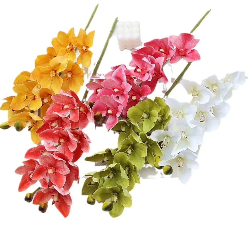 Artificial Flower Ten Heads Huilan Artificial Flower Home Living Room Floor Display Wedding  Hall Background Decoration Orchid