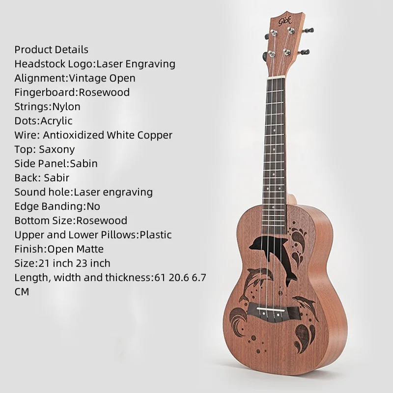 China factory wholesale musical instruments 21 23 26 inch Hawaiian ukulele small guitar ukulele