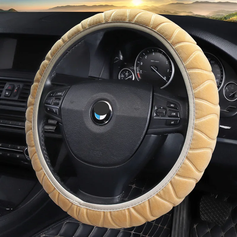 Super Soft Three-dimensional Plush Car Steering Wheel Cover Winter Warm Without Inner Ring Elastic Handle Cover For Promotion