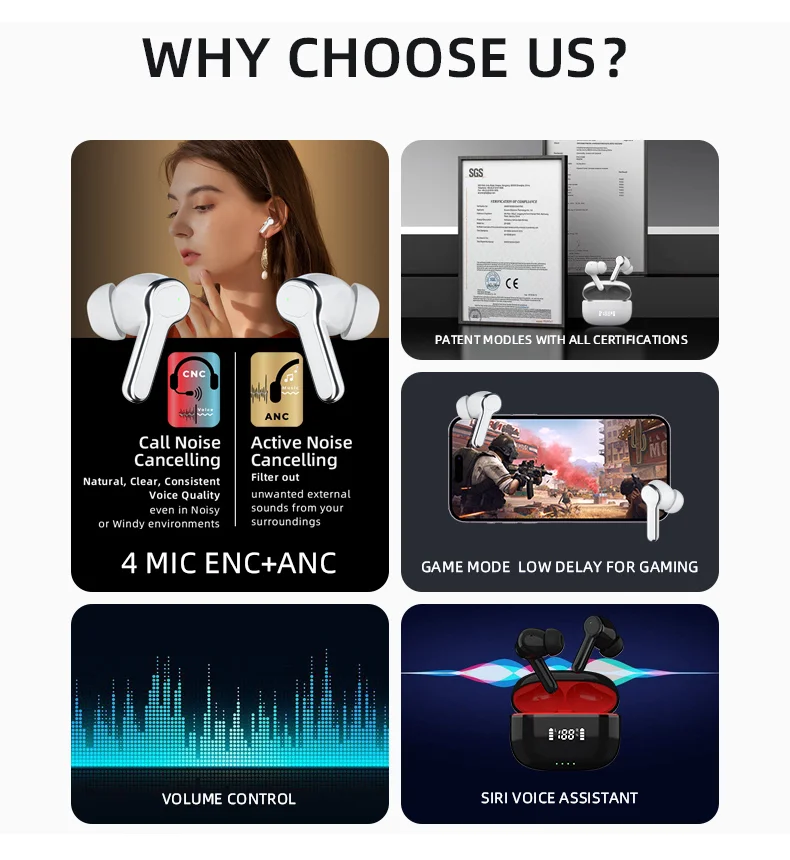 trending products 2023 new arrivals tws wireless waterproof earbuds with noise cancellation