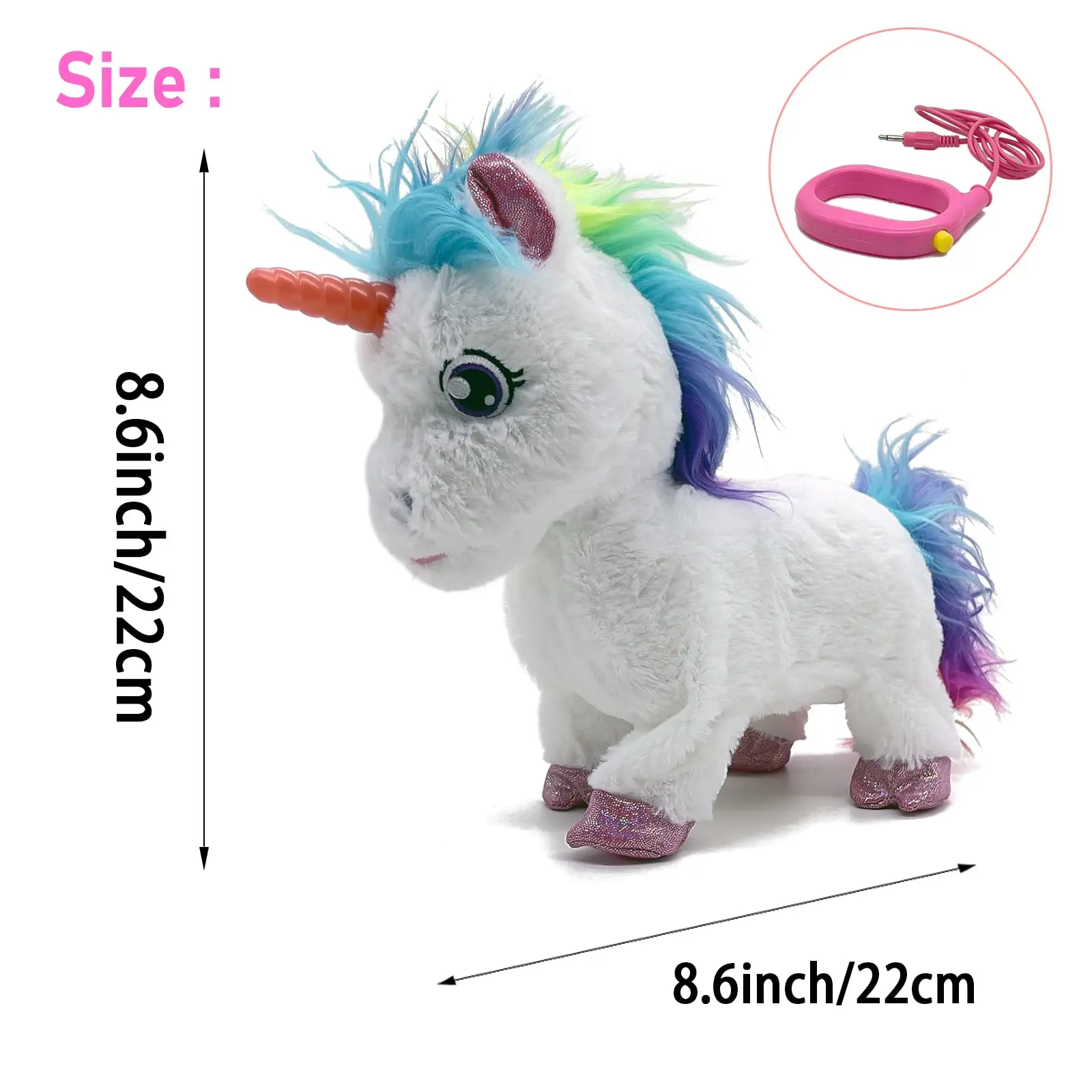 Factory Direct LED Flash Horn Unicorn Doll Stuffed Rainbow Horse Toy Walking Singing Electric Plush Toys Unicorn