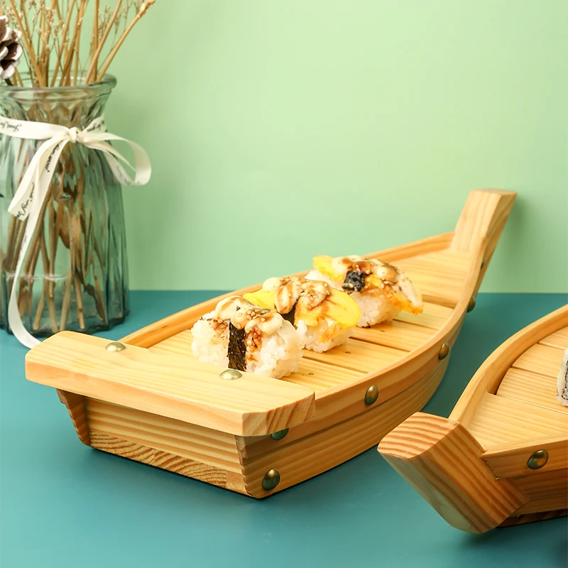 Cheap price natural wood or bamboo sushi boat bamboo for displaying sushi and sashimi