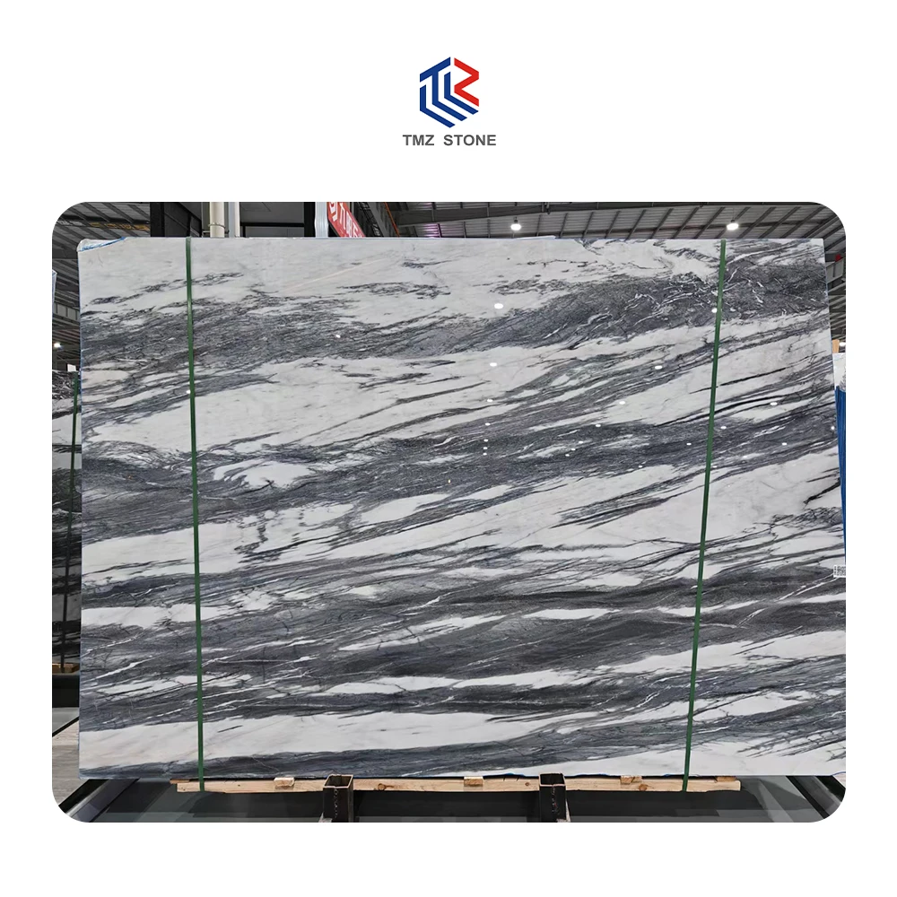 TMZ OEM/ODM Chinese Black Marble Ink White Marble Polished Surface Free Samples Marble for Home Decoration