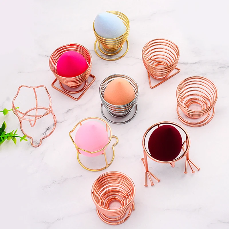 High quality Latex Free Soft Makeup Sponge Cosmetics Blender Sponge with Gold Makeup Sponge Display Stand Holder