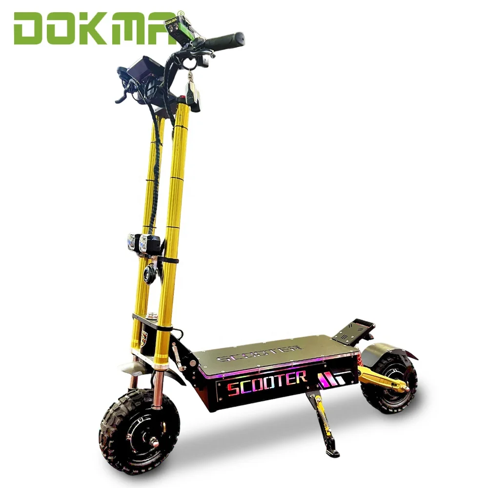 Dokma Dmars 72v 7000w 40AH battery dual motor golden ratio design unique acrylic panel side lights electric scooter