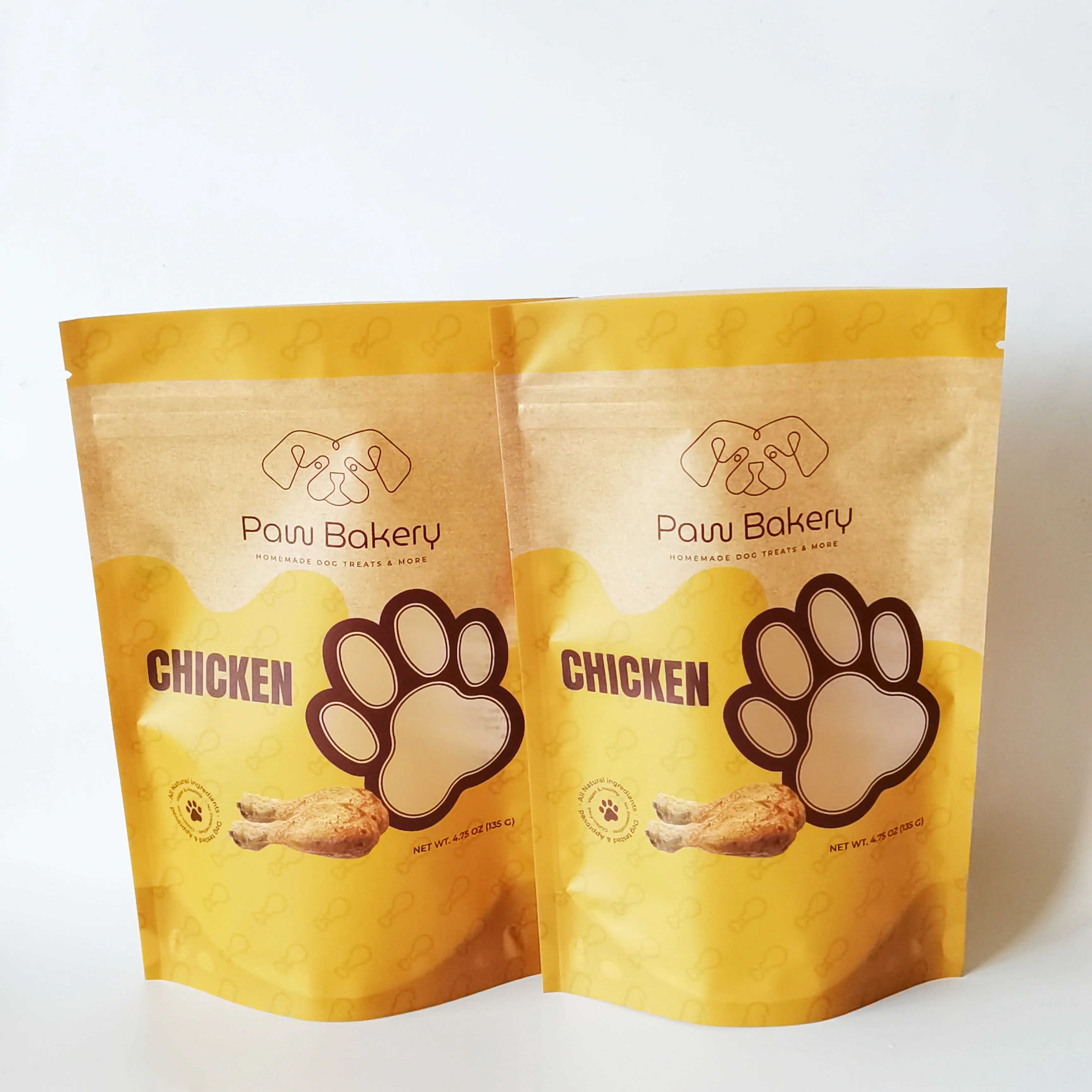 Custom Printing Resealable Plastic Pouch Stand Up Ziplcok Packaging Bags for Pet Dog Cat Snack Treats