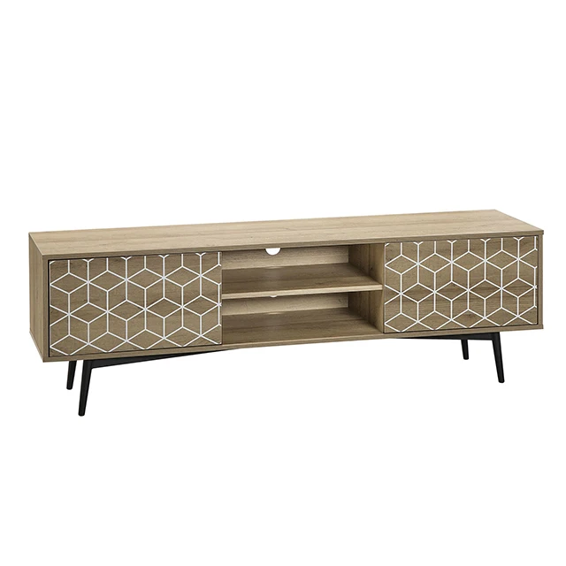 metal feet tv cabinet modern with silk print doors living room furniture