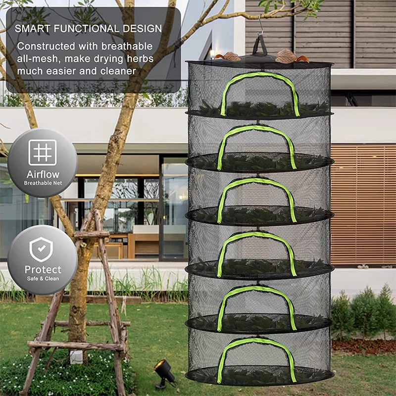Diameter 60cm Hanging fish dry net 4 Tier 6 tier 8 tier Herb Bud flowers Plant Clothes Drying Net