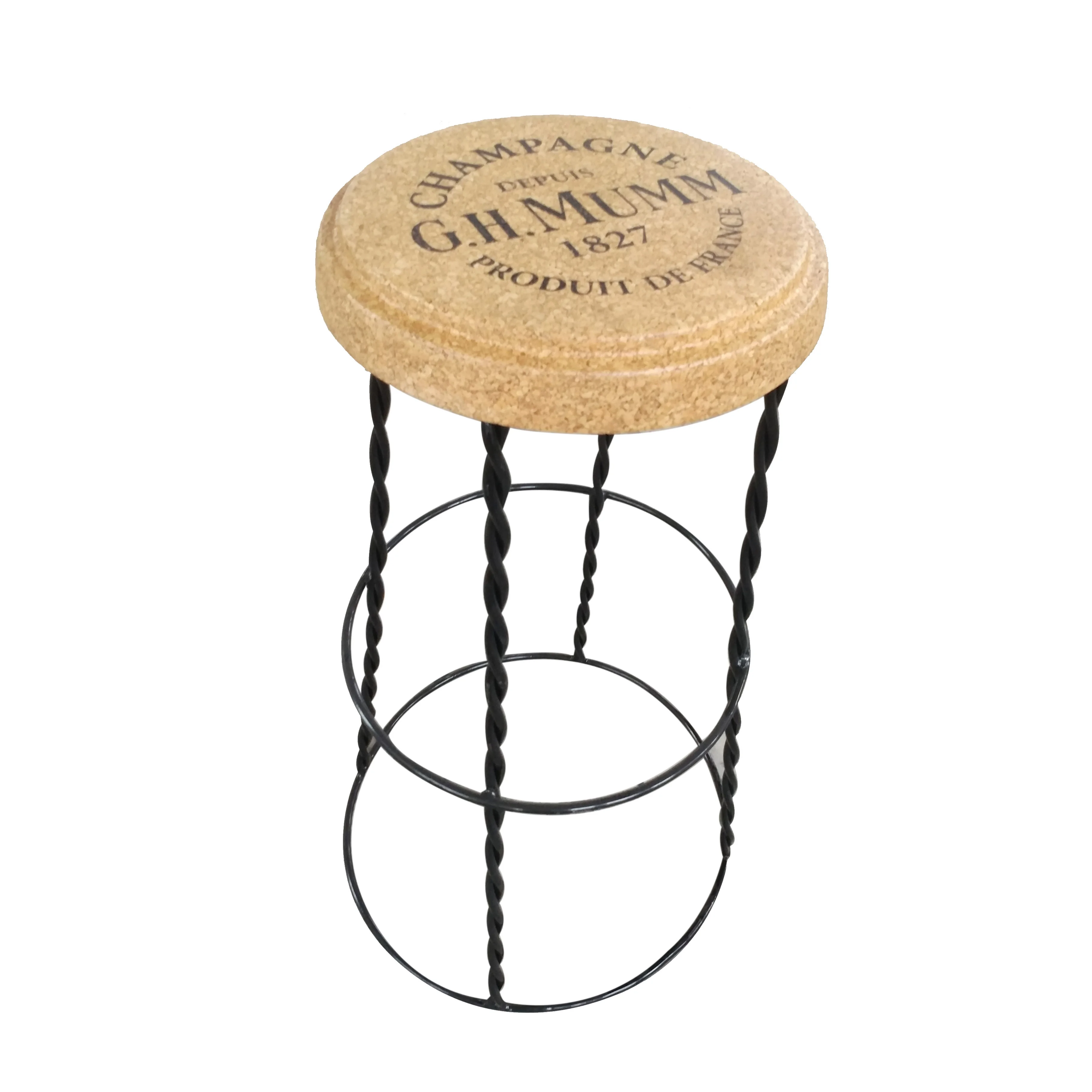 New arrival cork bar stool chair modern style iron frame silk screen with colorful powder coating