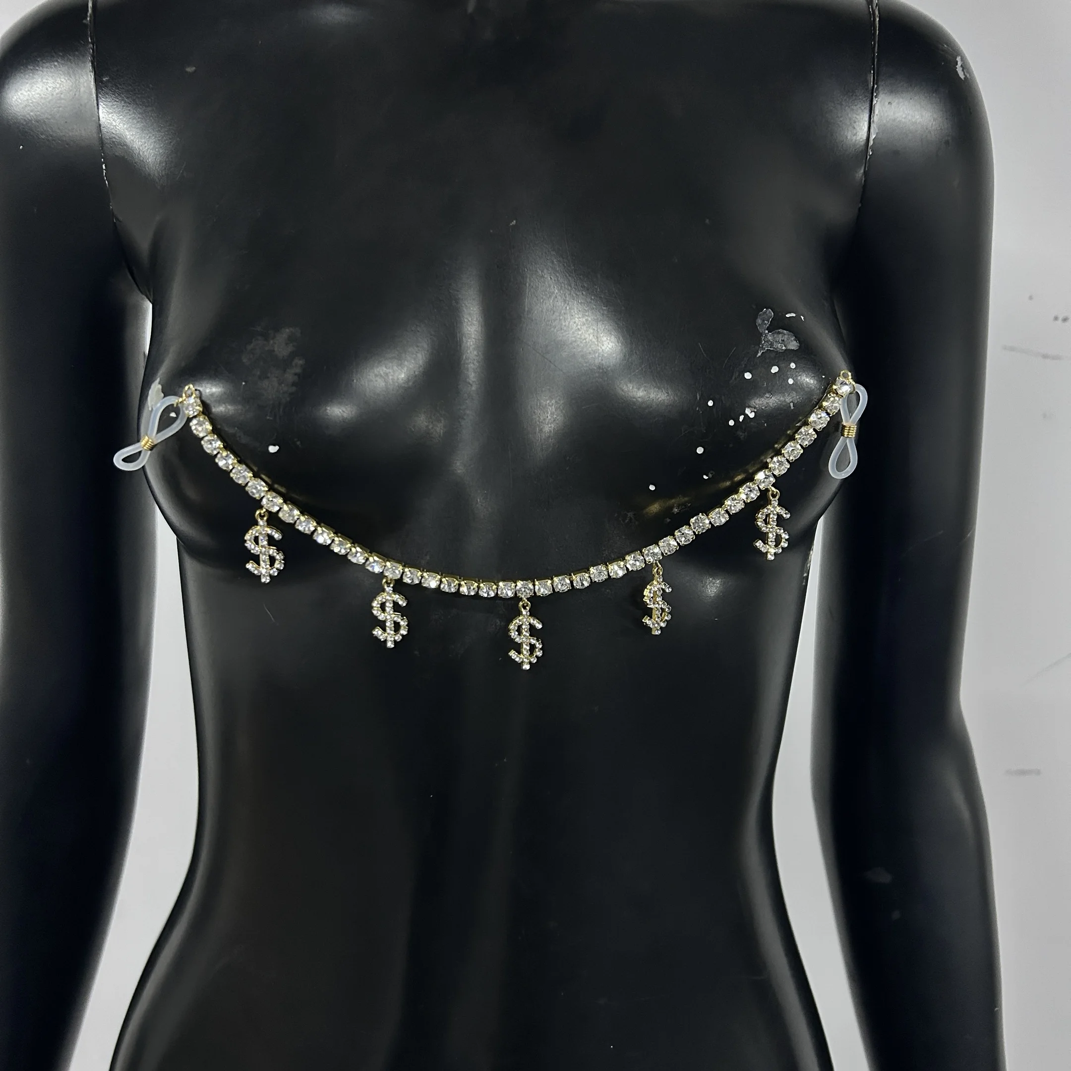 Sexy Double Layer Drop Dollar Rhinestone Nipple Chain Jewelry For Women Girls Nightclub Party Crystal Body Chain Hot Sale