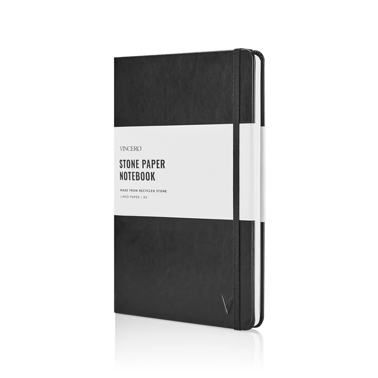 Hot selling  A5 stone paper waterproof notebook black PU cover