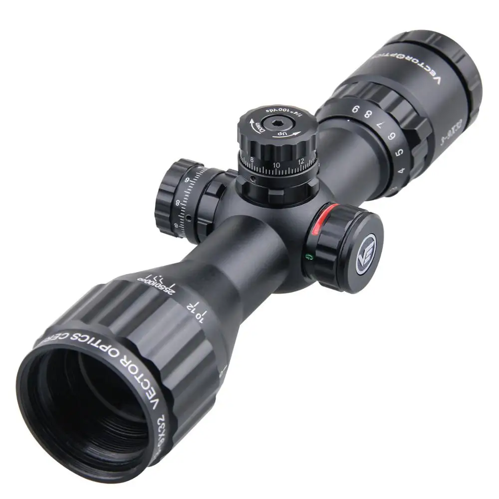 Vector Optics Cerato 3-9x32 Compact CQB Rifle Scope Objective Parallax Adjustments Illuminated Mil-dot Reticle AR Platform