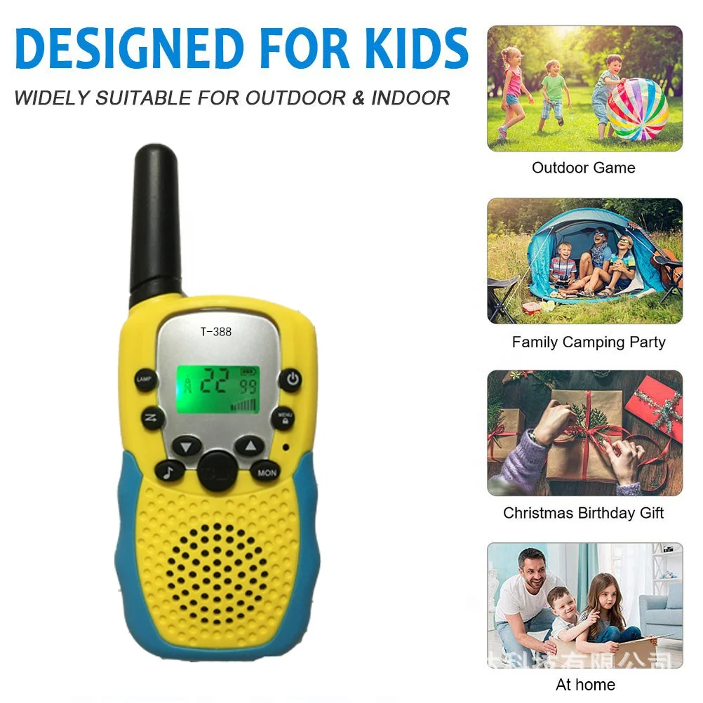  Горячая иди и болтай walkie talkie для детей новый цвет дешевые T-388 двухстороннее радио детская Walkie Talkie “иди