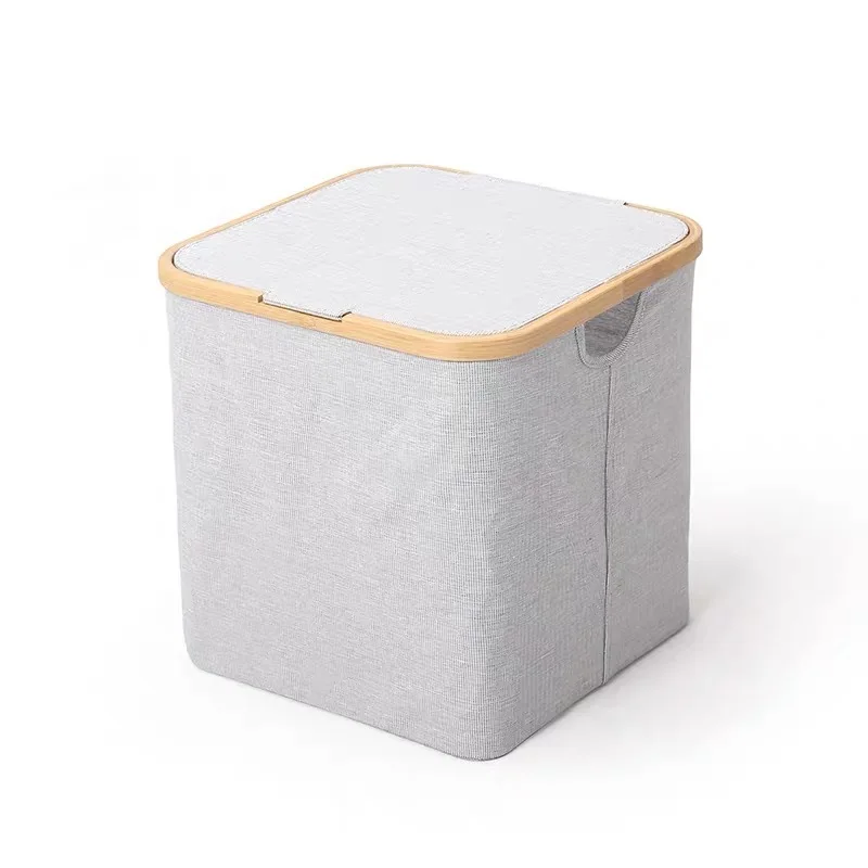 Factory Direct woven polyester storage box fabric hamper toy cube laundry basket basket with lid