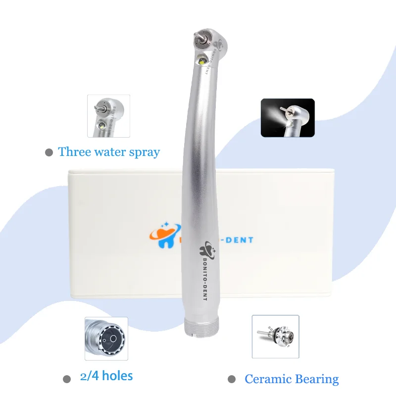 The most useful Dental  LED airotor turbina high speed handpiece Three water spray  with 2 or 4 holes