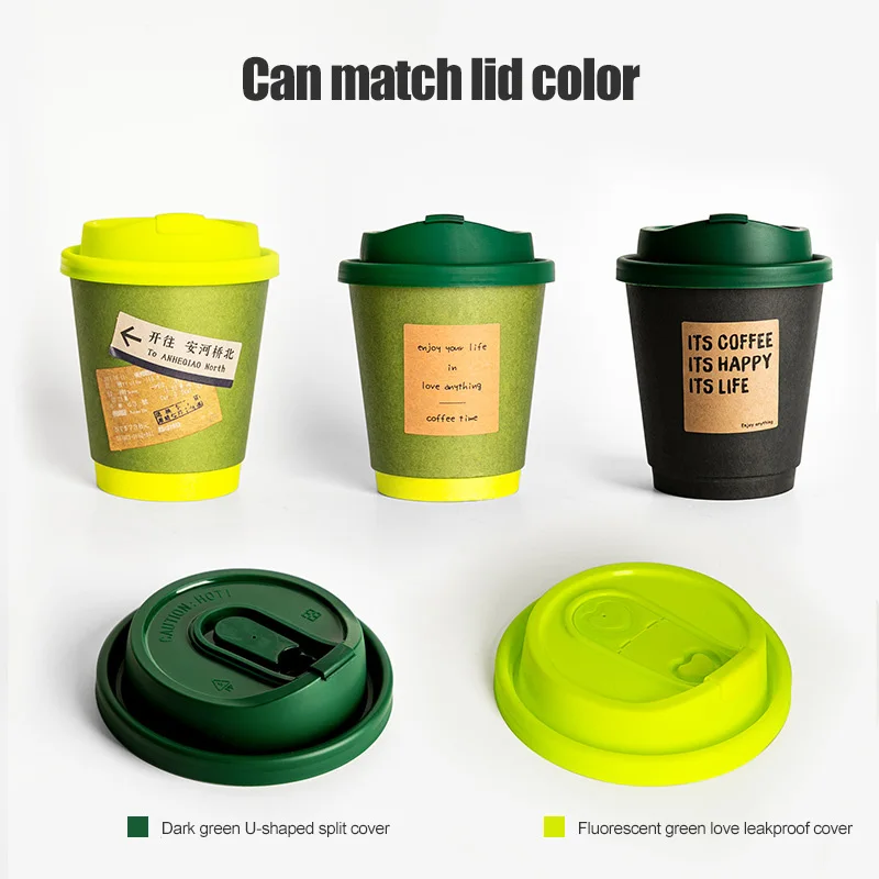 corrugated takeaway wholesale custom design green cardboard 16oz 12oz double wall with lid and sleeve branded coffee paper cup