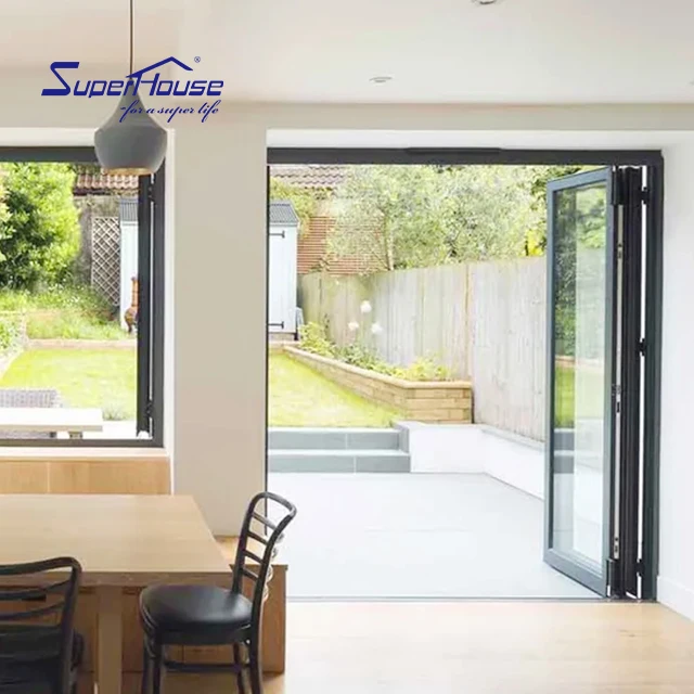 One step customization Aluminum multipoint lock impact hurricane safety glass folding door