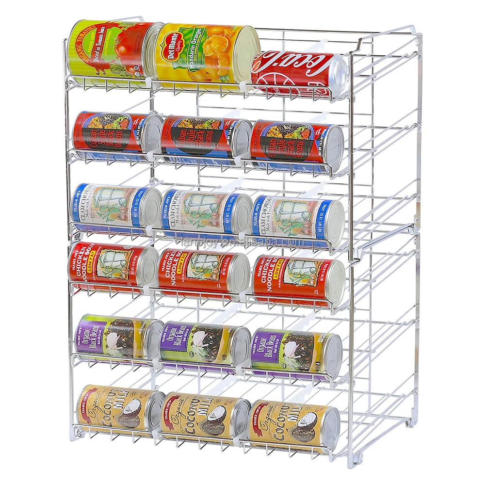 2024 New Product Household Kitchen Drink Cans Display Stackable Metal 3 Tier Can Dispenser Rack Organizer For Pantry Rack