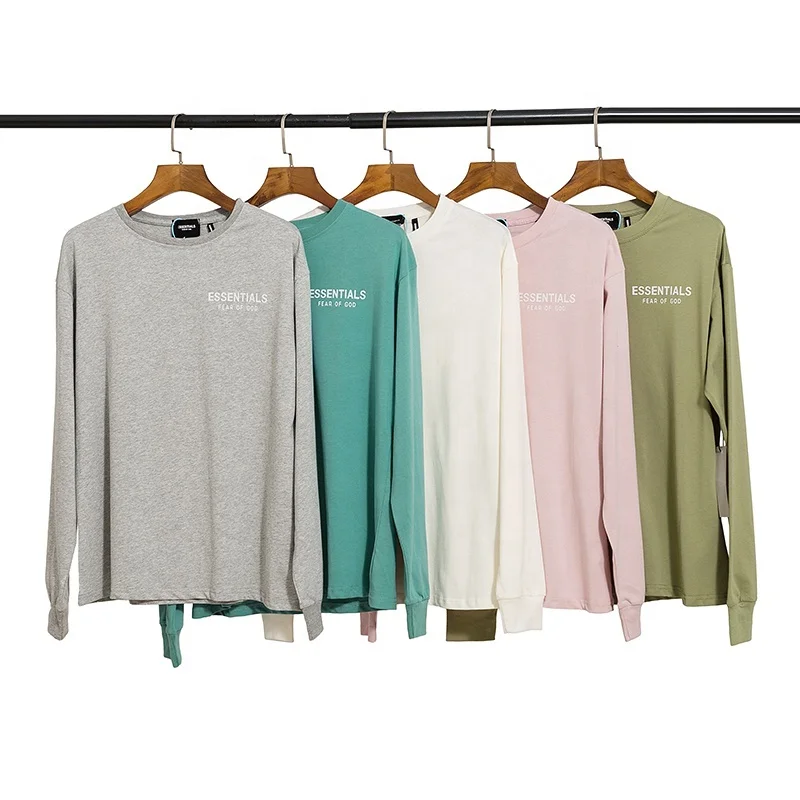 
Ladies leisure high street pure cotton landscape pattern printing on ESSENTIALS reflective printing long-sleeved T-shirt 