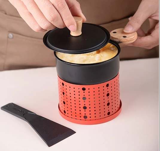 Wholesale Non-Stick portable mini candle cheese melting heater cheese melting pan Featuring Swiss Cheese Oven and Butter