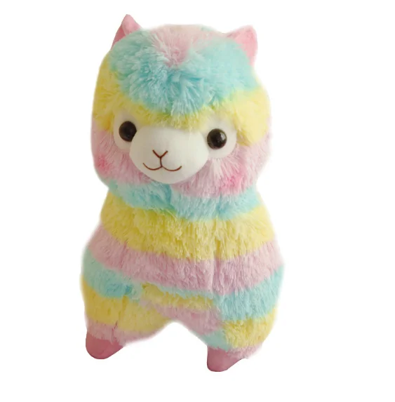 Plush Rainbow Alpaca Doll soft Striped Grass Mud Horse God Beast Plush Toy colored plush alpacas for gifts