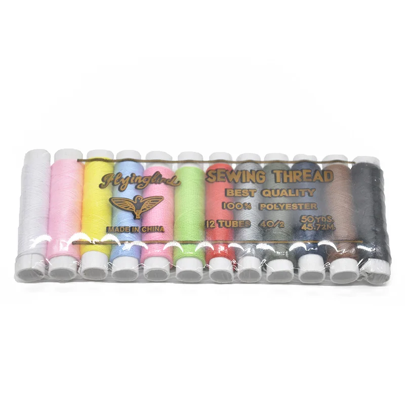 Mixed Colors 100% Polyester Yarn Sewing Thread Roll Machine Hand Embroidery  For Home Sewing Kit