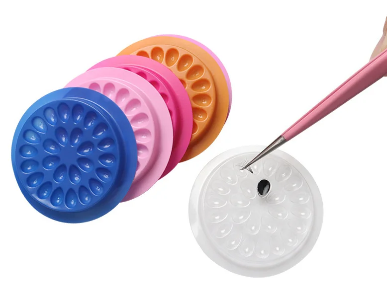 Пластиковый держатель для клея для ресниц, розовый одноразовый лоток для клея в форме цветка, поддон для прививки ресниц