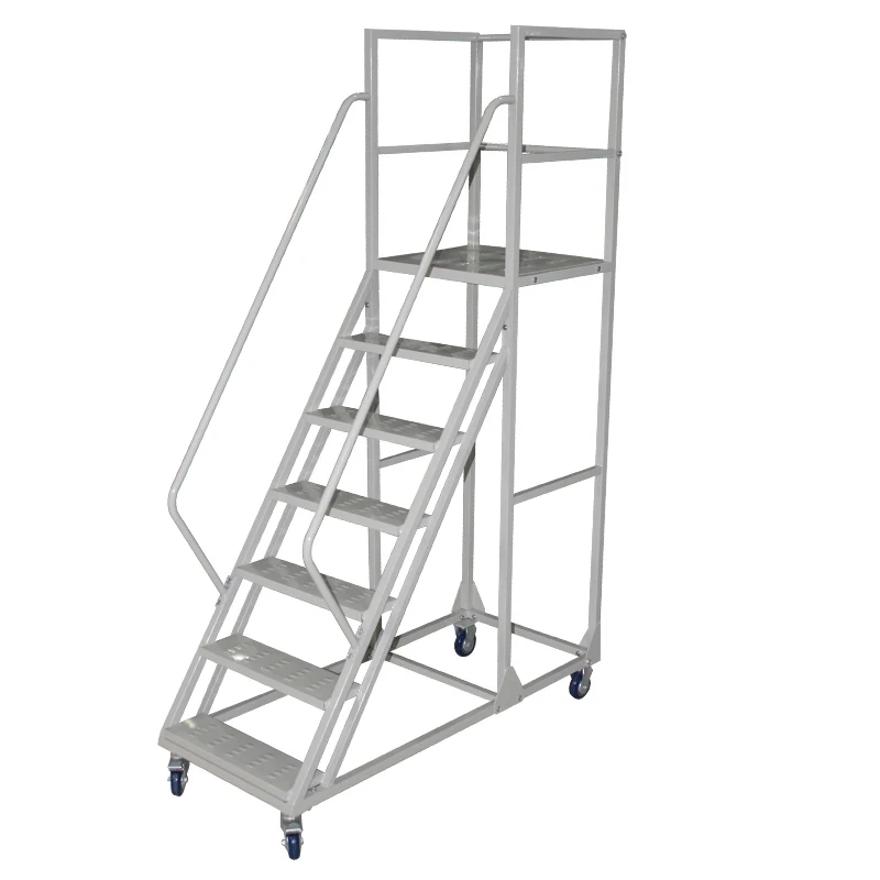 Industrial Use Iron Step Ladder with Wheels