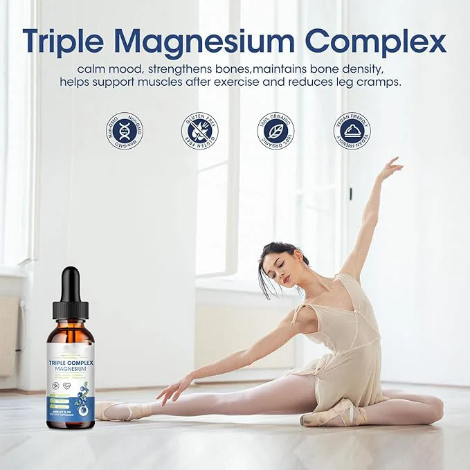 Triple Magnesium Complex Drops Magnesium Sodium Dietary Fiber Blend for Sleep Muscle Bone Mood Magnesium Liquid Drops