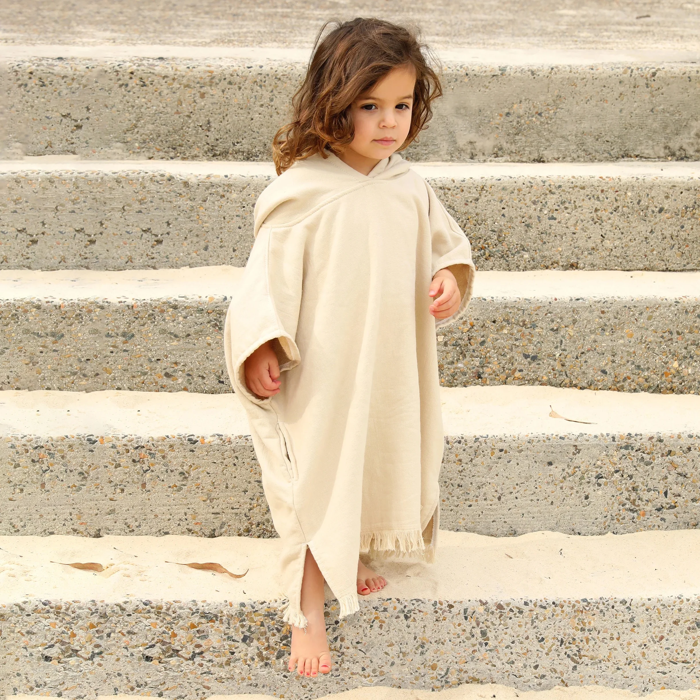 Hoodie Style Oversized Fringe Tassels Toddler Cozy Warm Infant Baby Kids Hooded Beach Towel Soft Poncho
