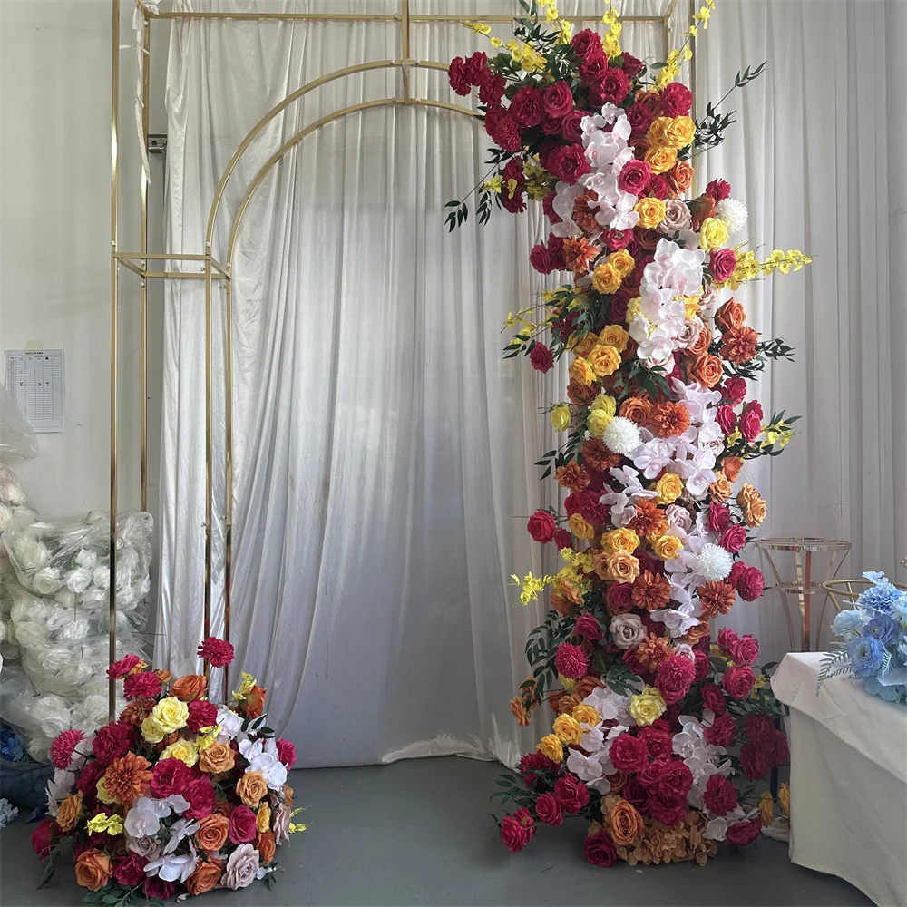 IFG Floral Arch with Tropical Fuchsia Pink Orange Rose Hydrangea Flowers for Easter Back to School Wedding Backdrop Decor