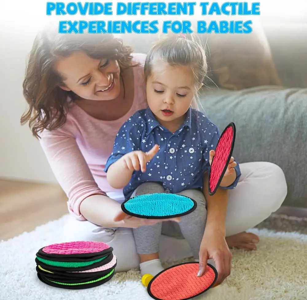 16 Set Round Sensory Mini Mats Textured Sensory Tiles Sensory Toys Tactile Sensory Walls  Autistic Children Babies Toddlers