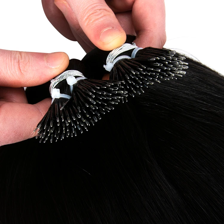 Оптовая продажа двойные накладные волосы русские Remy светлый цвет нанокольцевые
