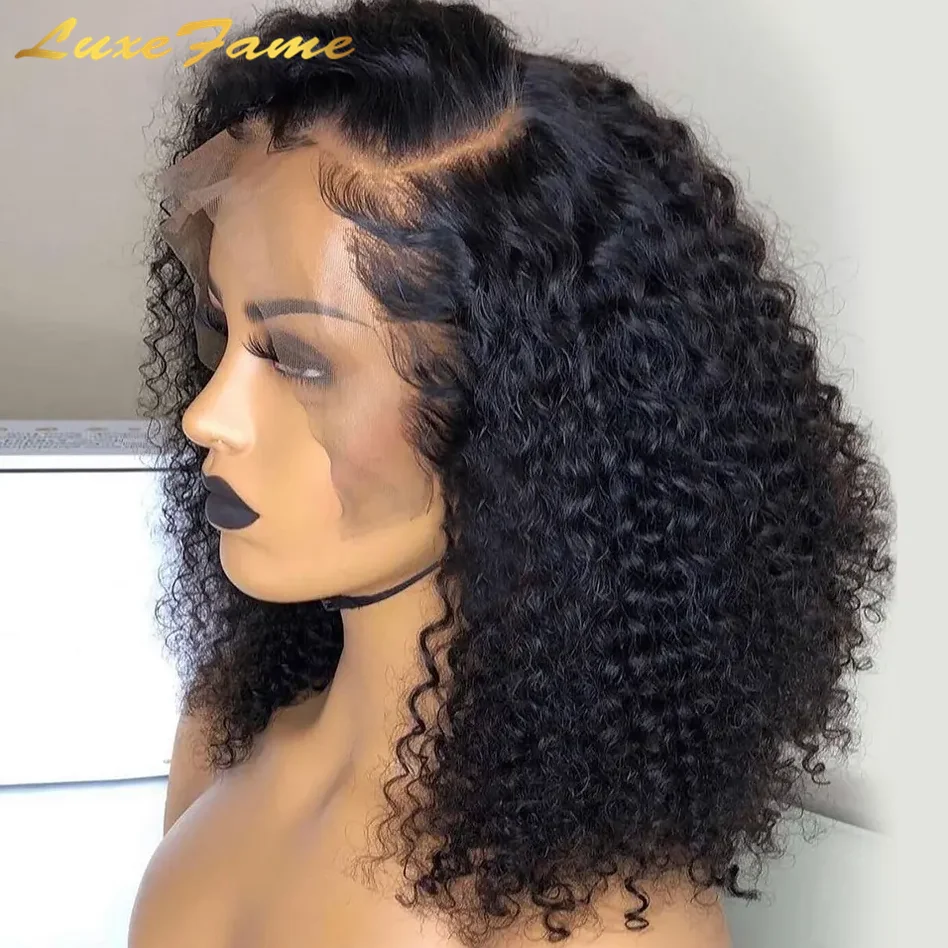 Cheap Short Bob Frontal Wigs,100% Human Hair Kinky Curly Wave Wigs,Wholesale 13x4 Glueless HD Lace Frontal Wigs For Black Women