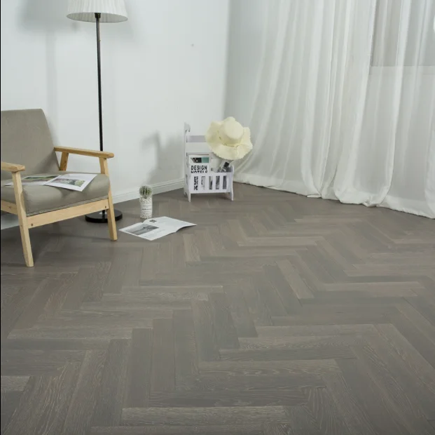 Oak Brushed UV Lacquer herringbone solid wood composite floor engineered wood flooring