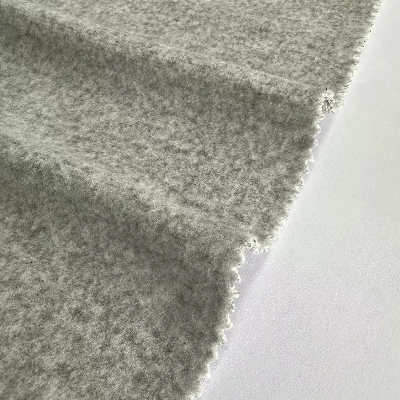 Garment 270gsm 100% Polyester hemp grey coarse needle rib fabric melange Hacci brushed fleece Fabric for winter clothing