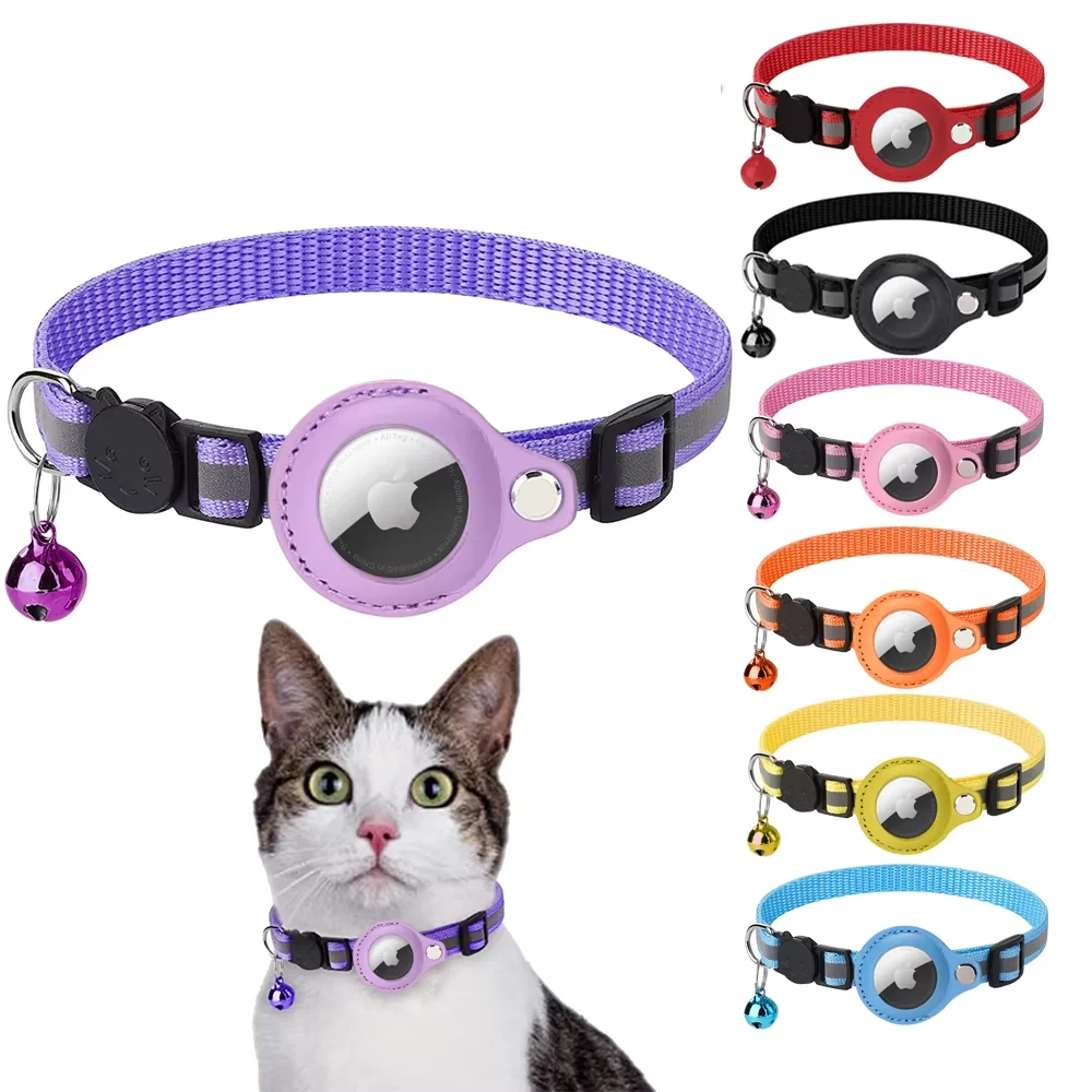 Rarewe In Stock Factory Supply Colorful Nylon Gps Tracker Reflective Small Pet Cat Airtag Dog Collar