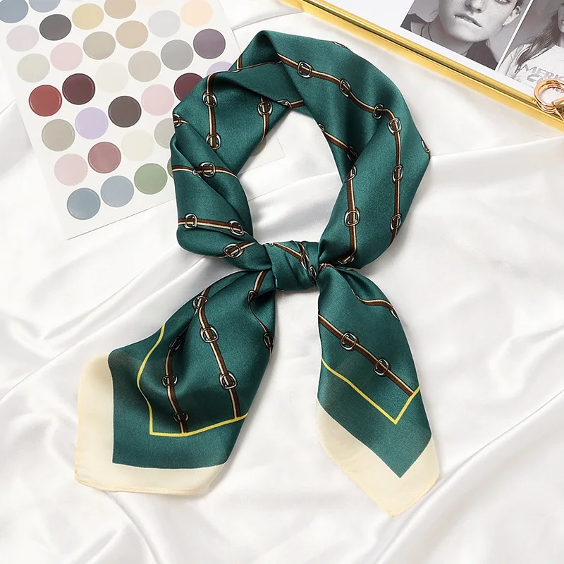 
Amazon Hot Selling Retro Sunscreen Small Silk Scarf Occupation All-match Small Square Hijab Female Decorative Scarf Headband 